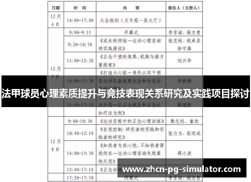 法甲球员心理素质提升与竞技表现关系研究及实践项目探讨