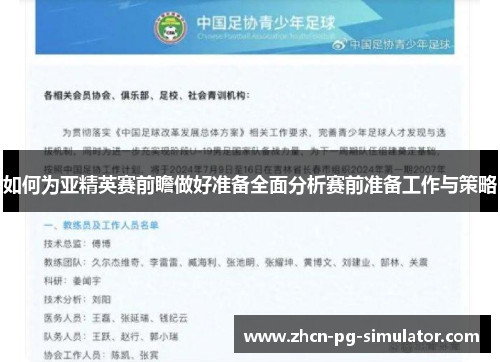 如何为亚精英赛前瞻做好准备全面分析赛前准备工作与策略