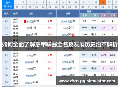 如何全面了解意甲联赛全名及发展历史沿革解析